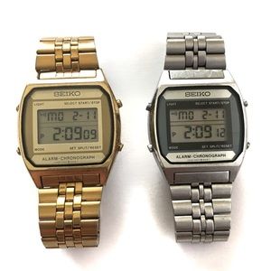 2 Vintage Seiko Digital Quartz Silver Gold Watches